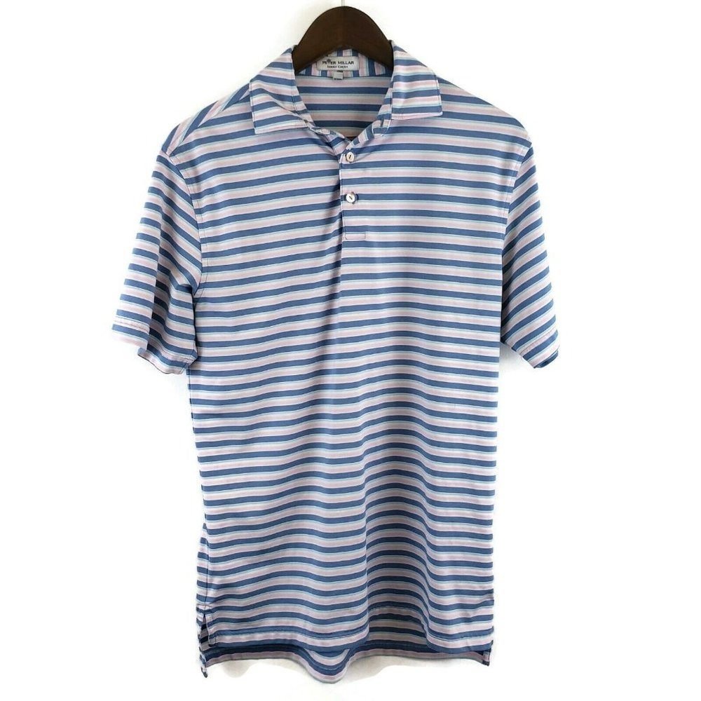 Peter Millar Mens Summer Comfort Polo Size S Striped Short Sleeve Multicolor